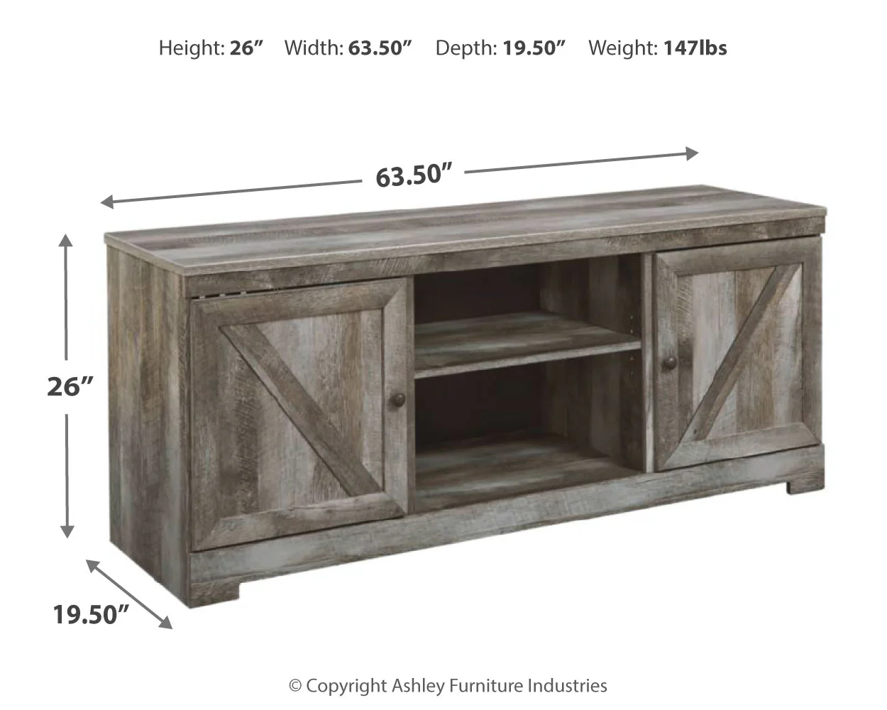 Wynnlow - Gray - 63" TV Stand W/Fireplace Option - Image 4