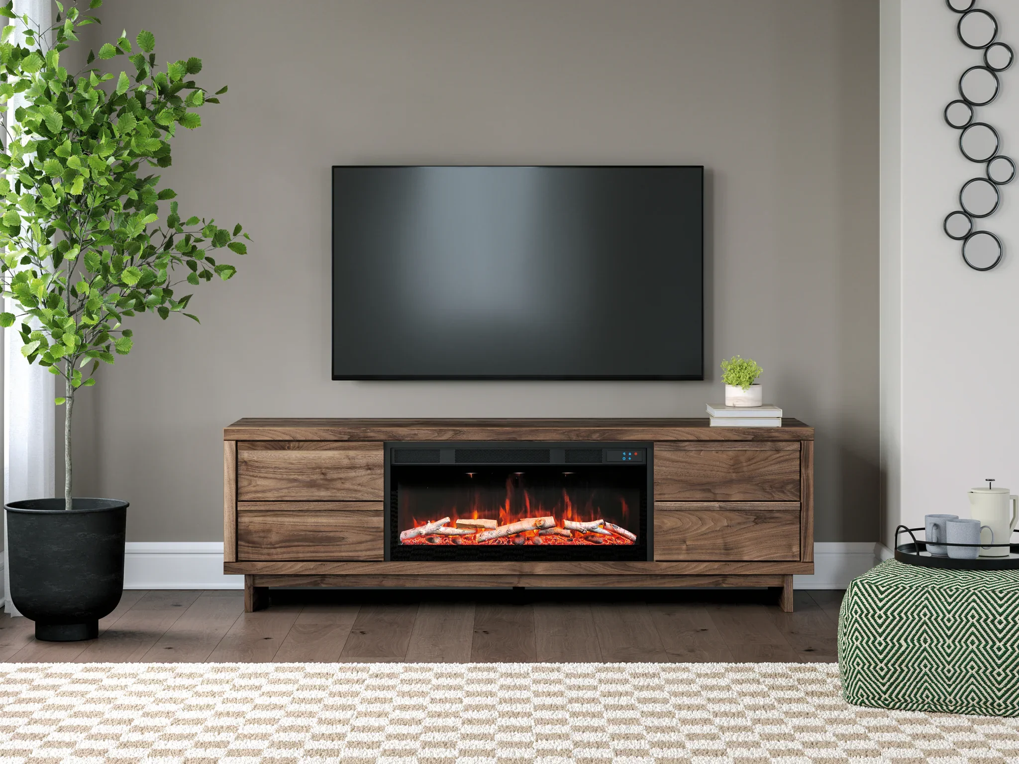 Zadilyn - Brown - 72" TV Stand With Electric Fireplace - Image 2