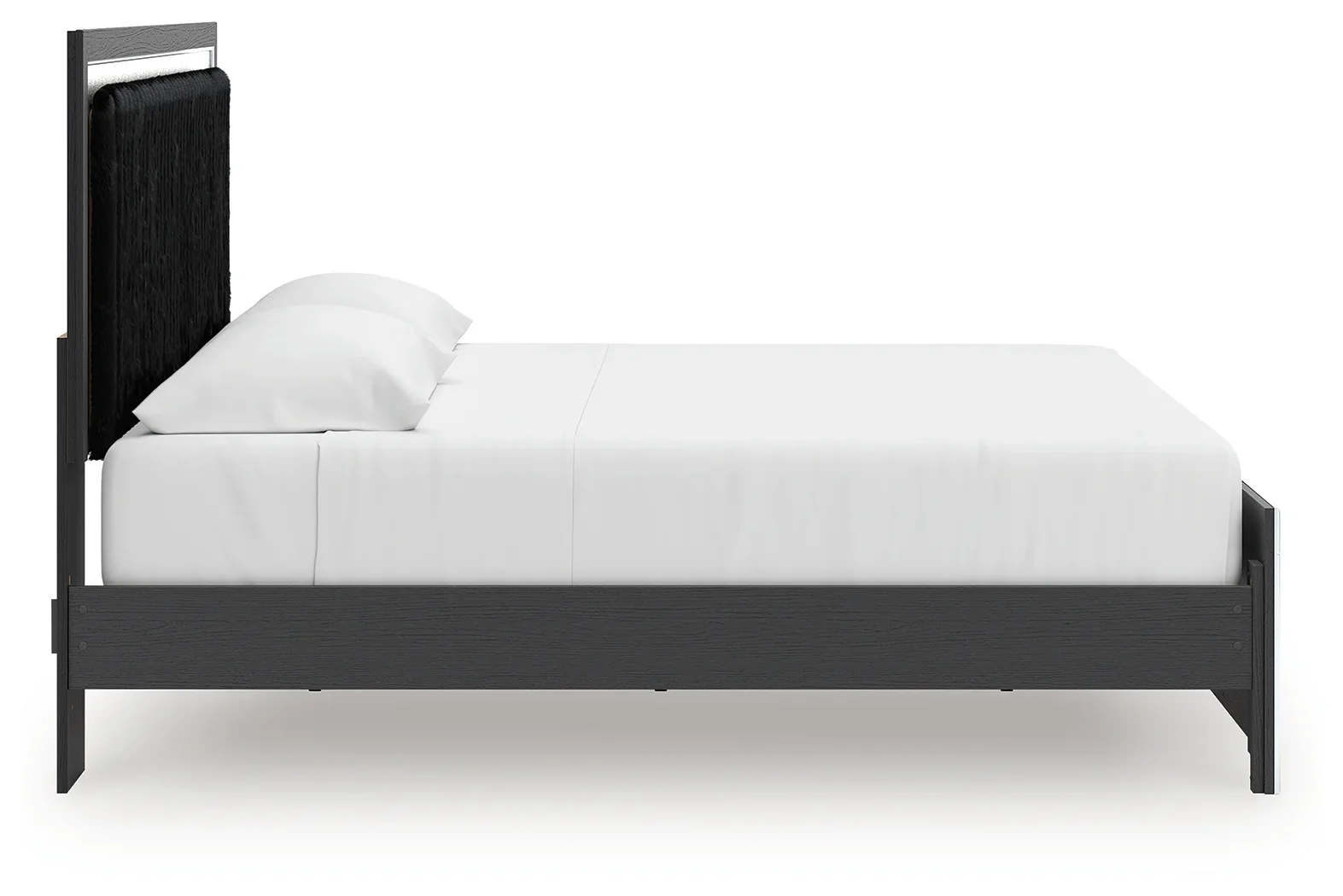 Zuraleus - King Upholstered Panel Platform Bed With Roll Slats - Black - Image 4