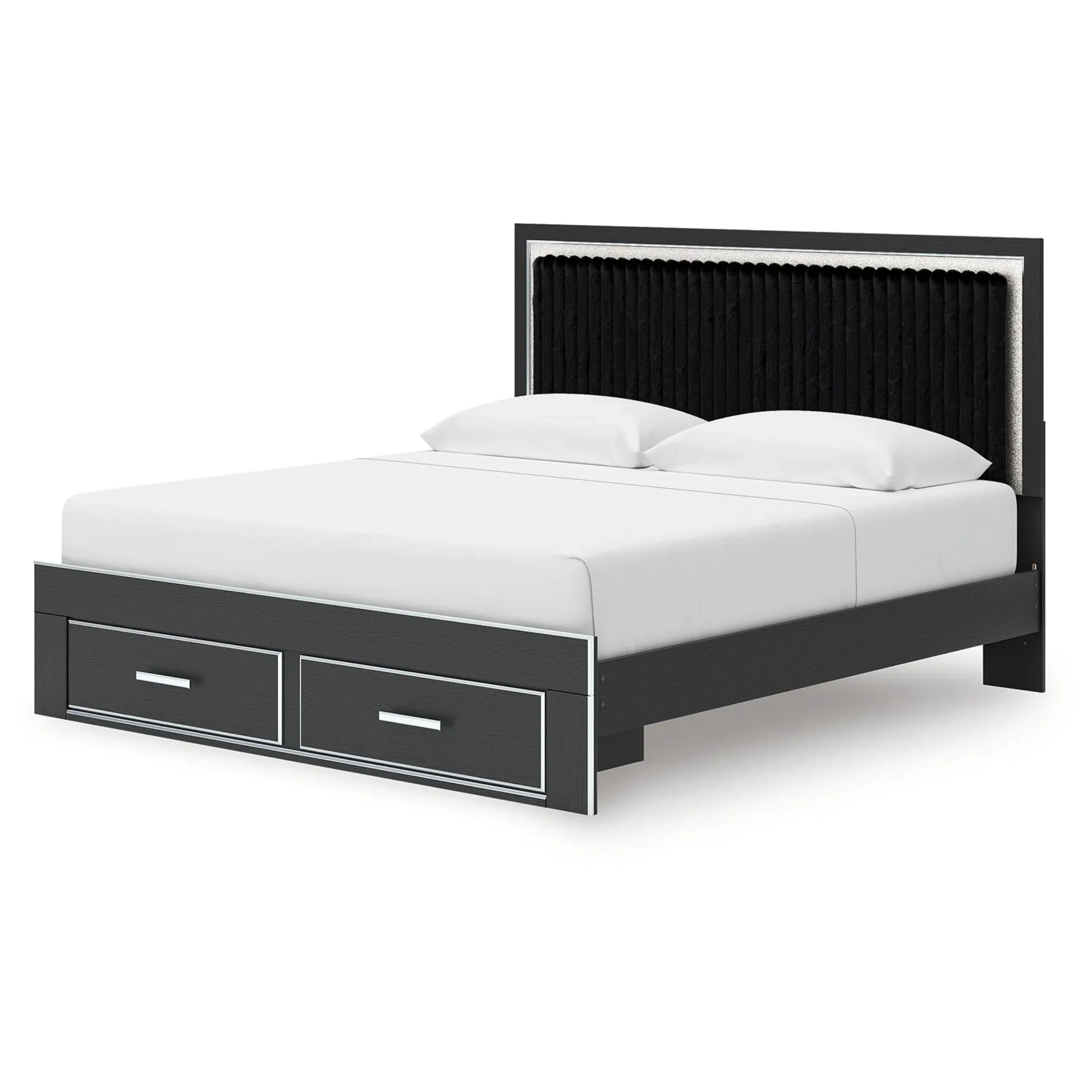 Zuraleus - King Upholstered Panel Platform Storage Bed - Black