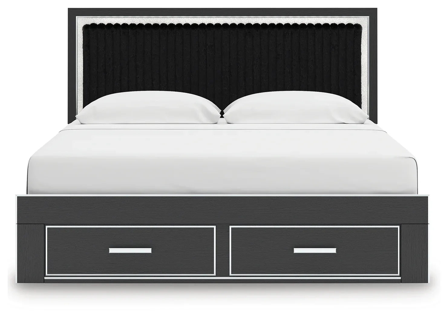 Zuraleus - King Upholstered Panel Platform Storage Bed - Black - Image 2