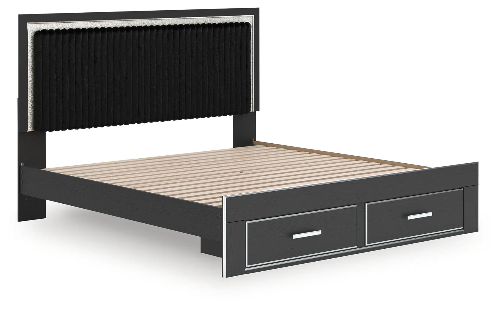 Zuraleus - King Upholstered Panel Platform Storage Bed - Black - Image 8
