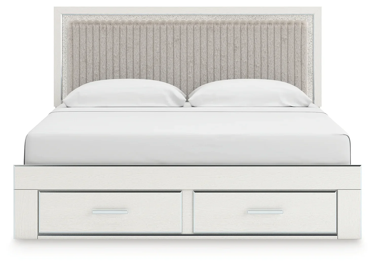 Zuraleus - King Upholstered Panel Platform Storage Bed - White - Image 3