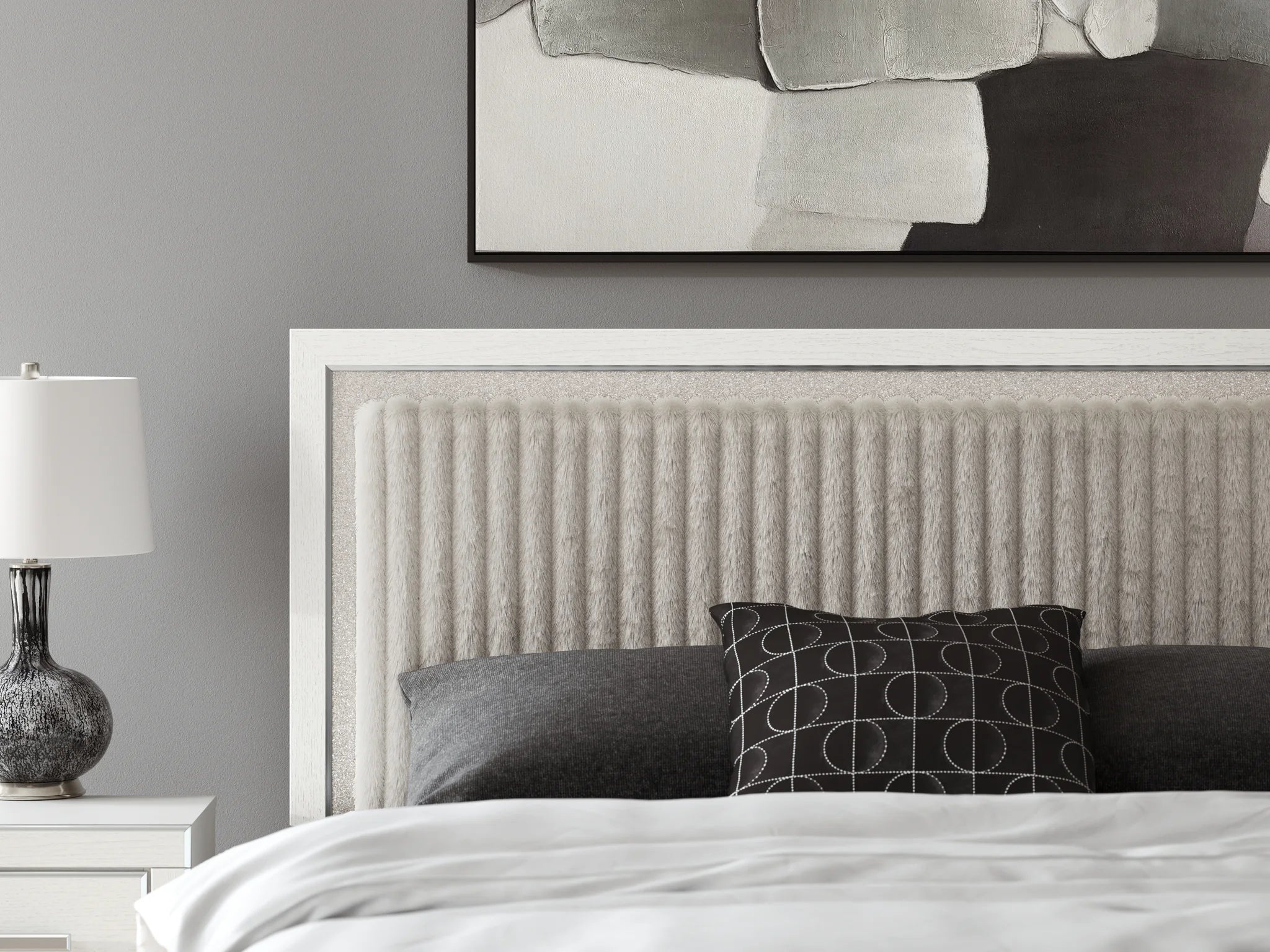Zuraleus - King Upholstered Panel Platform Storage Bed - White - Image 7