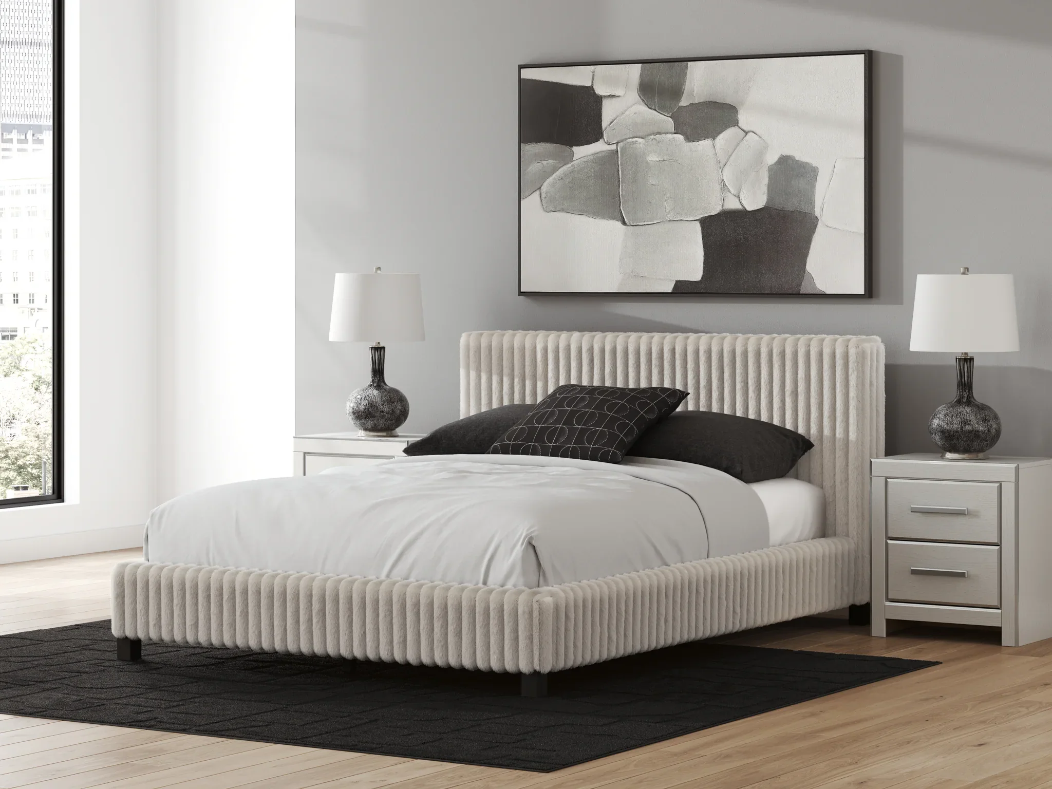 Zuraleus - Queen Upholstered Bed - White - Image 2