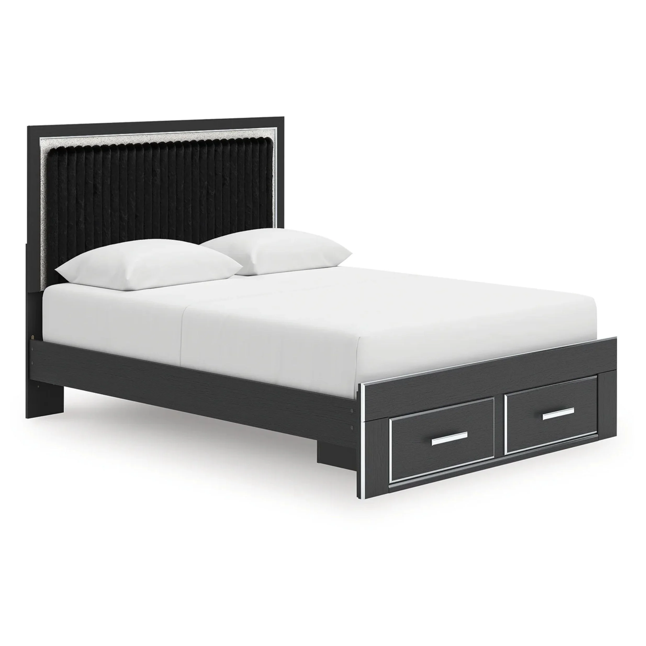 Zuraleus - Queen Upholstered Panel Platform Storage Bed - Black