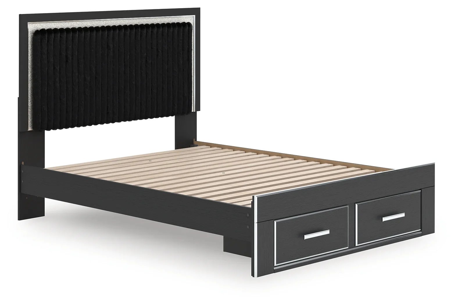 Zuraleus - Queen Upholstered Panel Platform Storage Bed - Black - Image 3