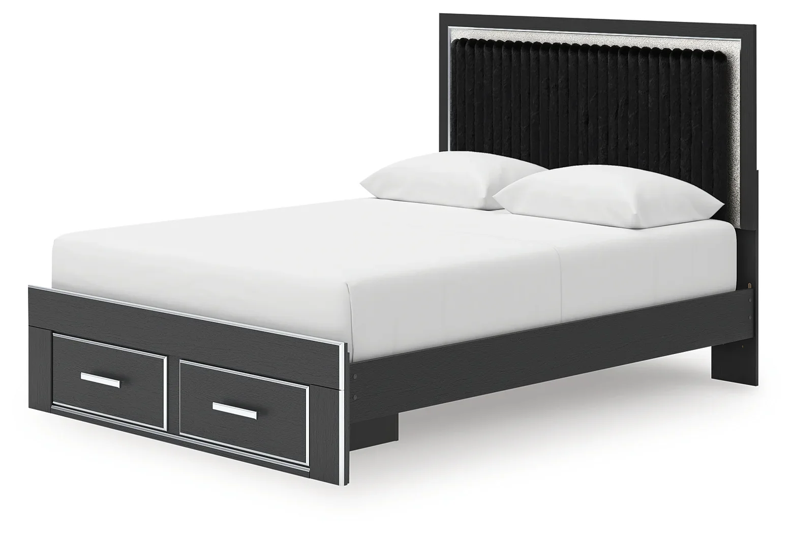 Zuraleus - Queen Upholstered Panel Platform Storage Bed - Black - Image 4