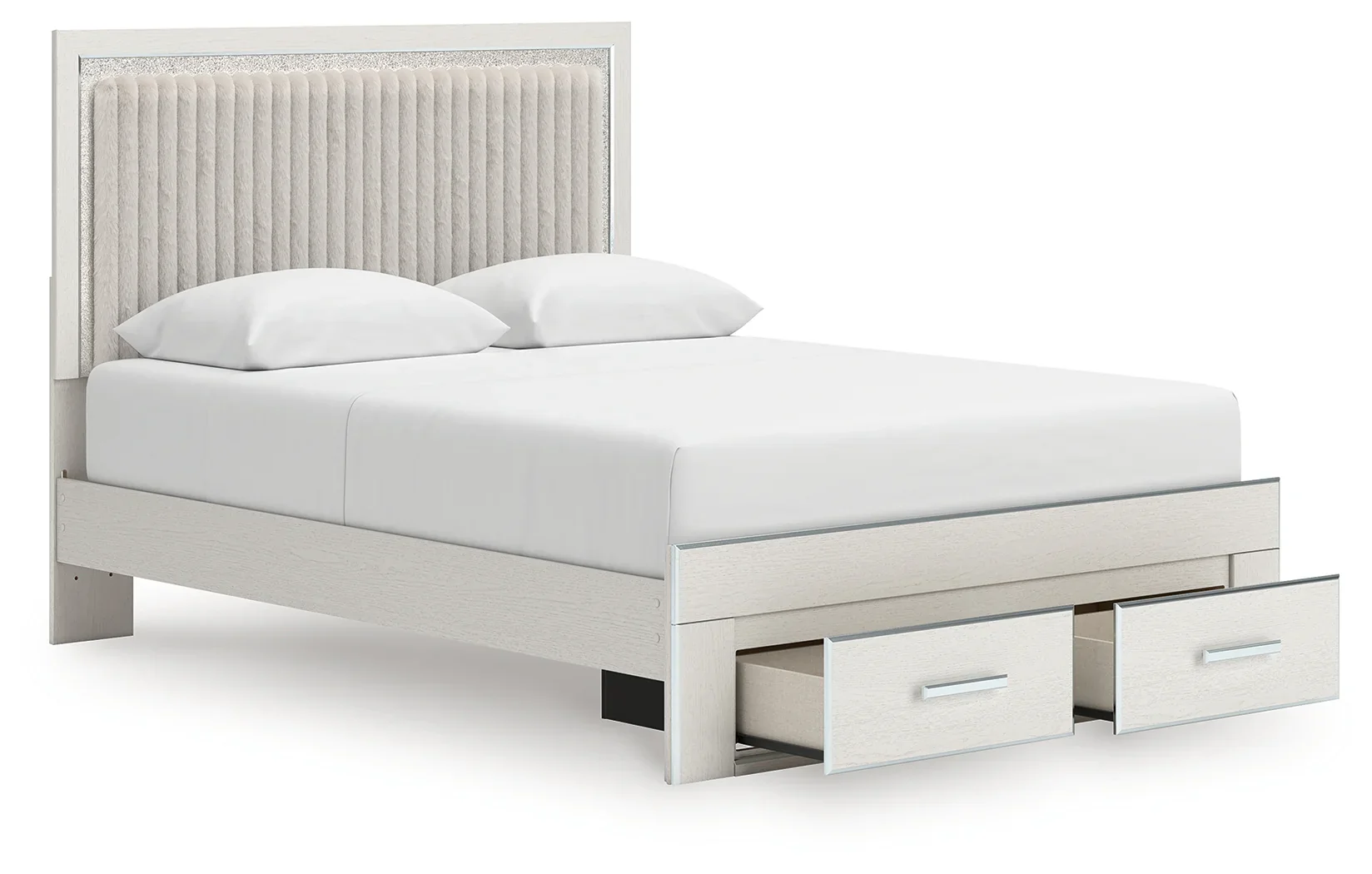 Zuraleus - Queen Upholstered Panel Platform Storage Bed - White - Image 3