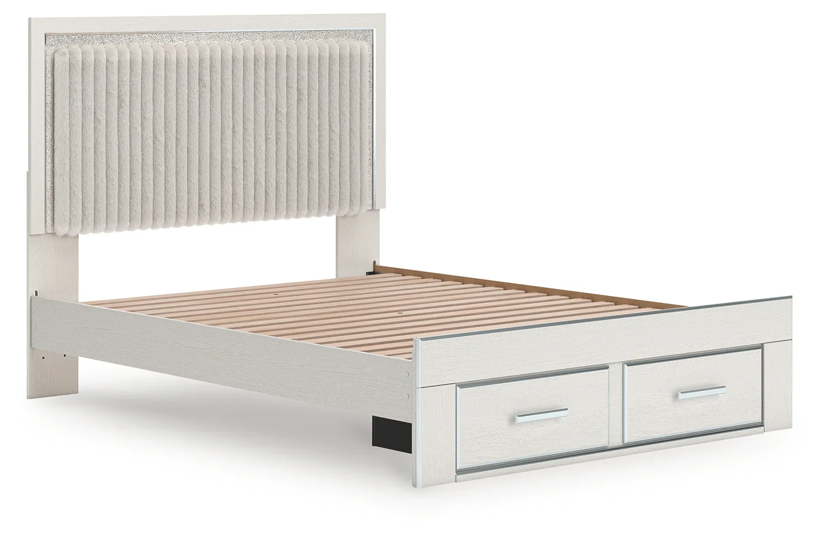 Zuraleus - Queen Upholstered Panel Platform Storage Bed - White - Image 4